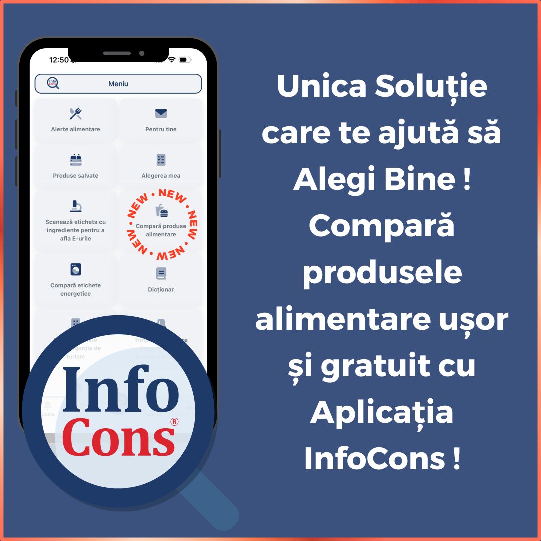 Unica Soluție care te ajută să Alegi Bine ! Compară produsele alimentare ușor și gratuit cu Aplicația InfoCons !