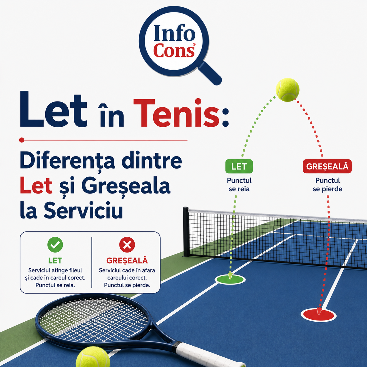 &bdquo;Let&rdquo; &icirc;n Tenis : Diferența dintre Let și Greșeala la Serviciu