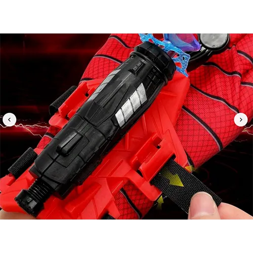 Spiderman Spiderman jucărie gyn cu lansator de web const&acirc;nd dintr-o mănușă, un lansator de proiectile, un fir alb, un element de fixare velcro și 3 săgeți de plastic cu cupe de aspirație.
