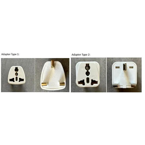 Două variante de adaptoare albe EU 2 pini pentru UK 3 pini furnizate &icirc;mpreună cu anumite pompe electrice utilizate pentru pistele de gimnastică AirTumble. Pista de gimnastică AirTumble &icirc;n sine nu este afectată. Rechemarea se aplică numai adaptoarelor de priză.