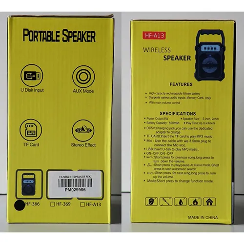 Difuzor wireless cu carcasă din plastic negru și baterie &icirc;ncorporată.