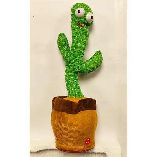 Jucărie cu baterie în formă de plantă de cactus într-o oală care face muzică și se mișcă ca dansul.