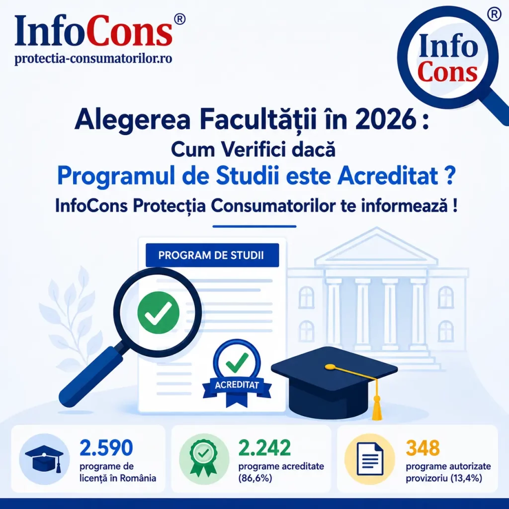 Alegerea Facultății în 2026 : Cum Verifici dacă Programul de Studii este Acreditat ? InfoCons Protecția Consumatorilor te informează ! 