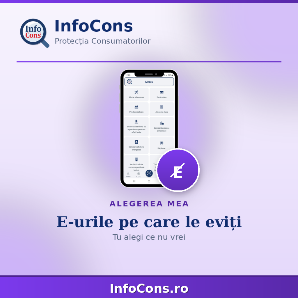 Alegerea mea - alege E-urile pe care nu le vrei în produse - Aplicația InfoCons