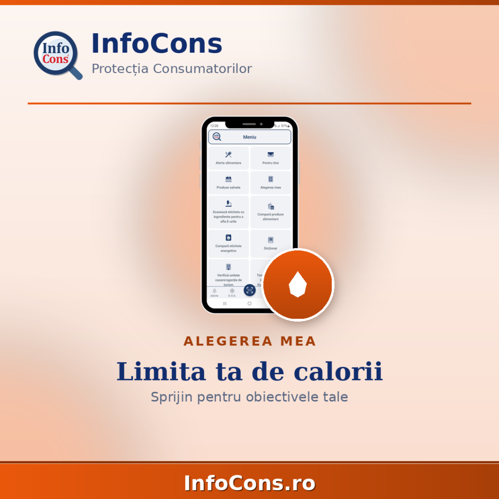 Alegerea mea - setează cantitatea maximă de calorii - Aplicația InfoCons