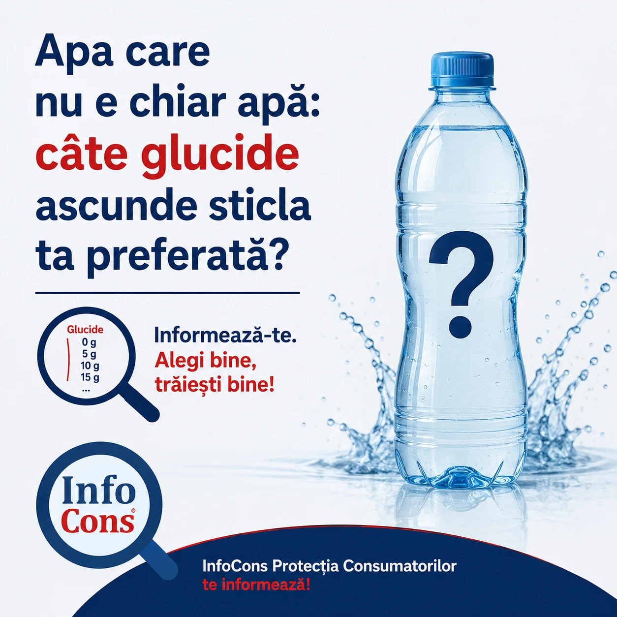 Apa care nu e chiar apă: c&acirc;te glucide ascunde sticla ta preferată? &ndash; InfoCons Protecția Consumatorilor te informează!