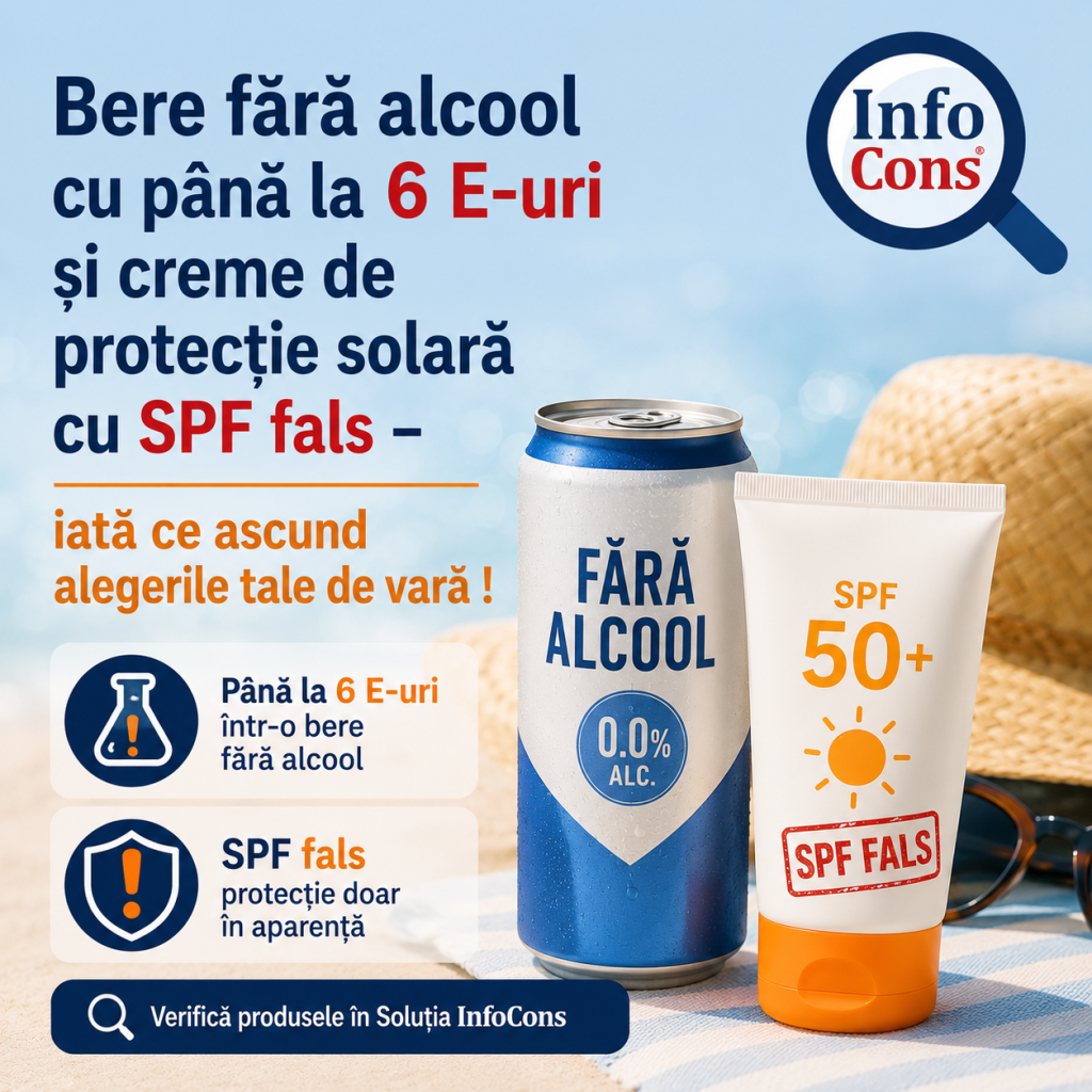 Bere fără alcool cu p&acirc;nă la 6 E-uri și creme de protecție solară cu SPF fals &ndash; iată ce ascund alegerile tale de vară !
