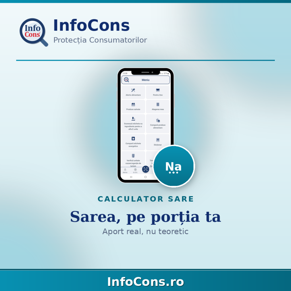 Calculator de sare - c&acirc;tă sare iei, &icirc;n funcție de porția consumată - Aplicația InfoCons