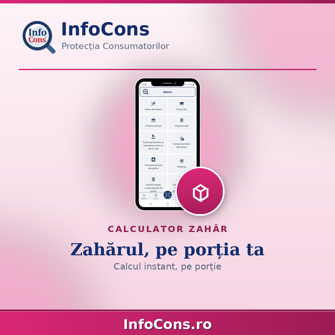 Calculator de zahăr - cât zahăr consumi, de fapt, în funcție de porție - Aplicația InfoCons