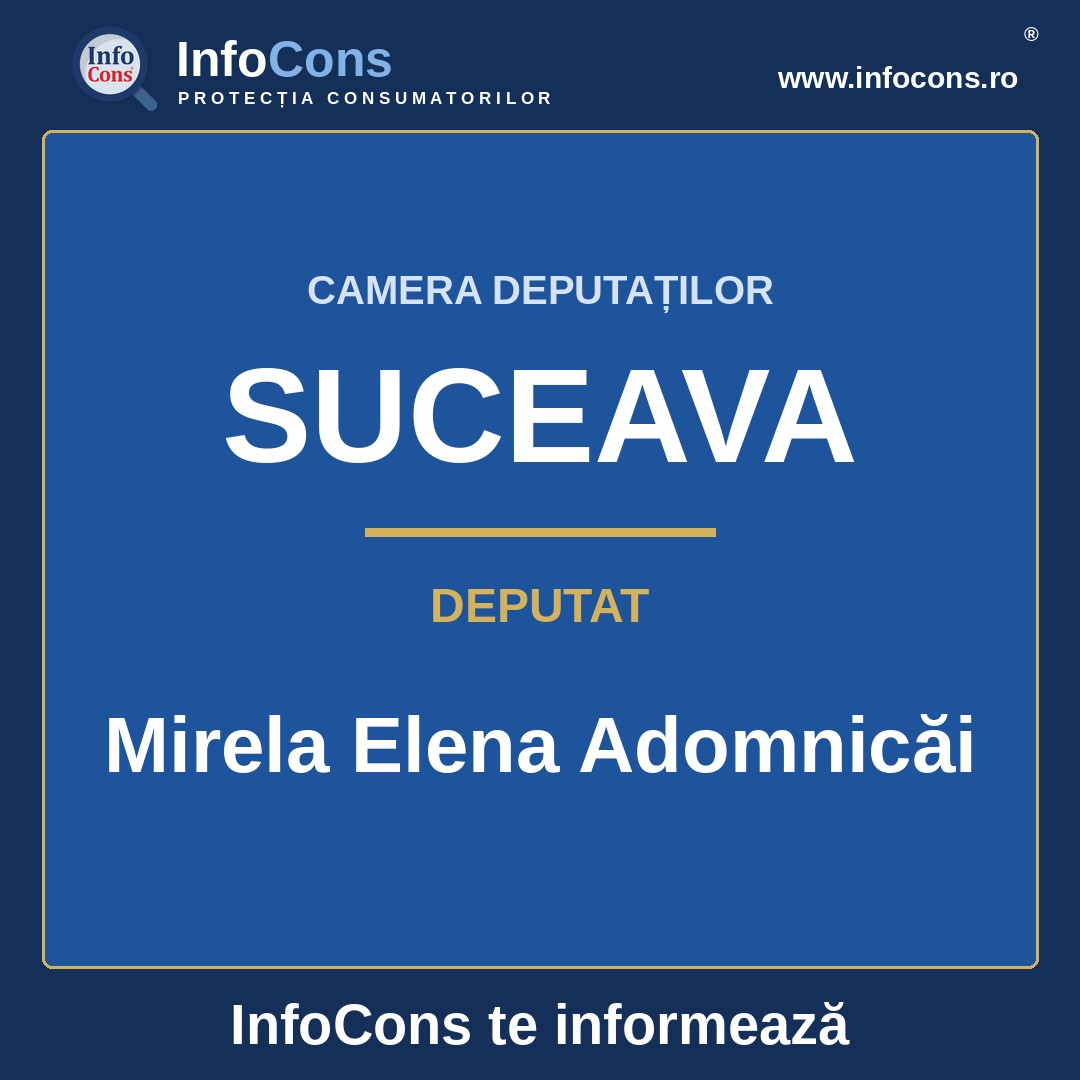Camera Deputaților și deputata Mirela Elena Adomnicăi – InfoCons te informează
