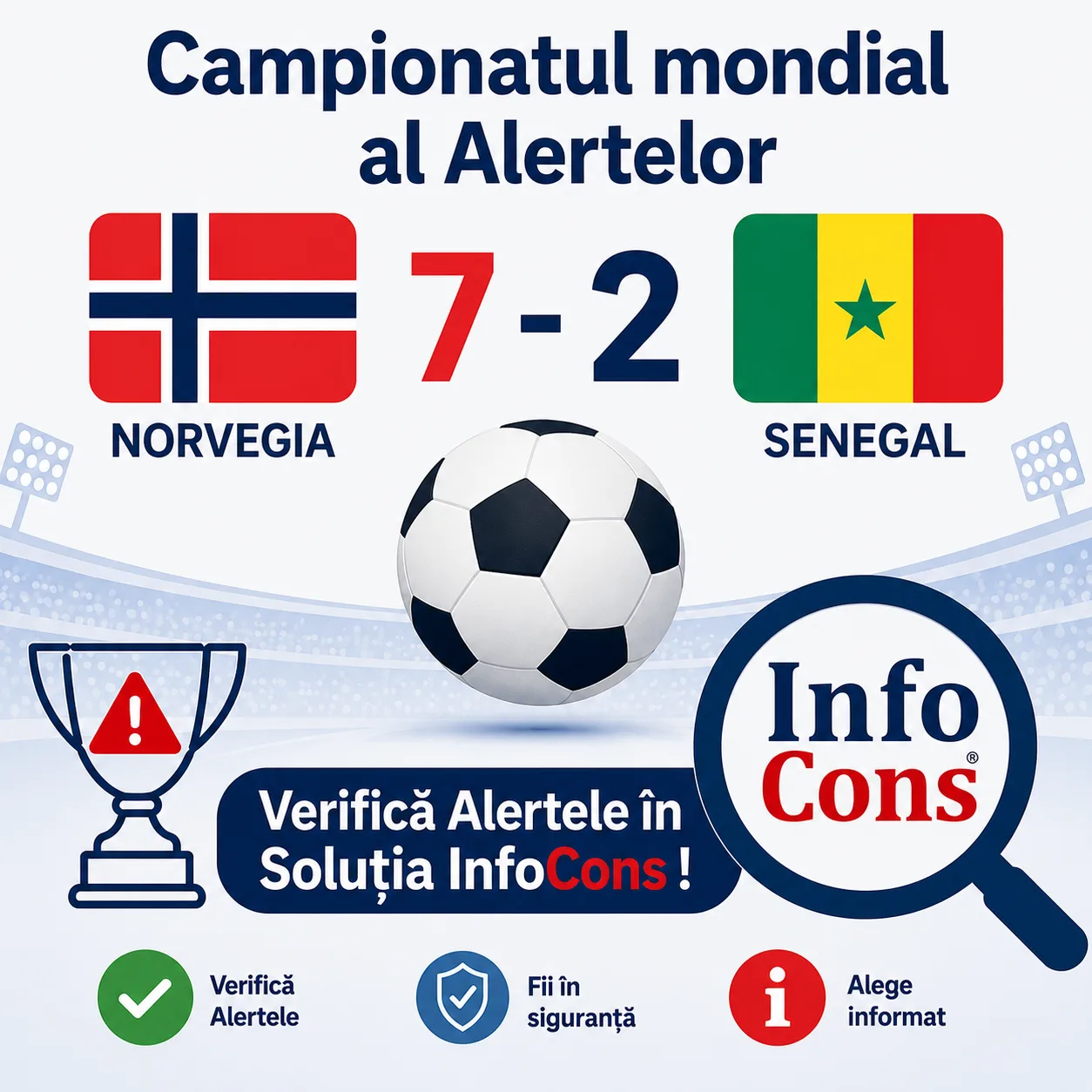 Campionatul mondial al Alertelor ! Norvegia - Senegal – Scor 7 – 2 ! Verifică Alertele în Soluția InfoCons !