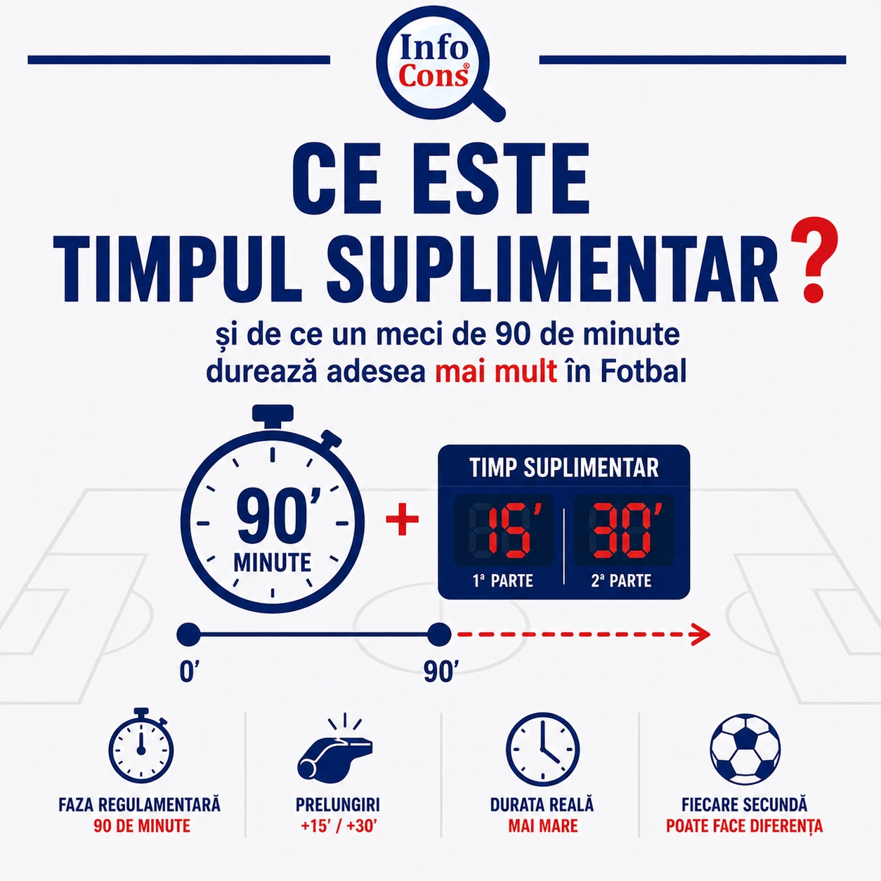 Ce este Timpul Suplimentar și de ce un meci de 90 de minute durează adesea mai mult în Fotbal ?