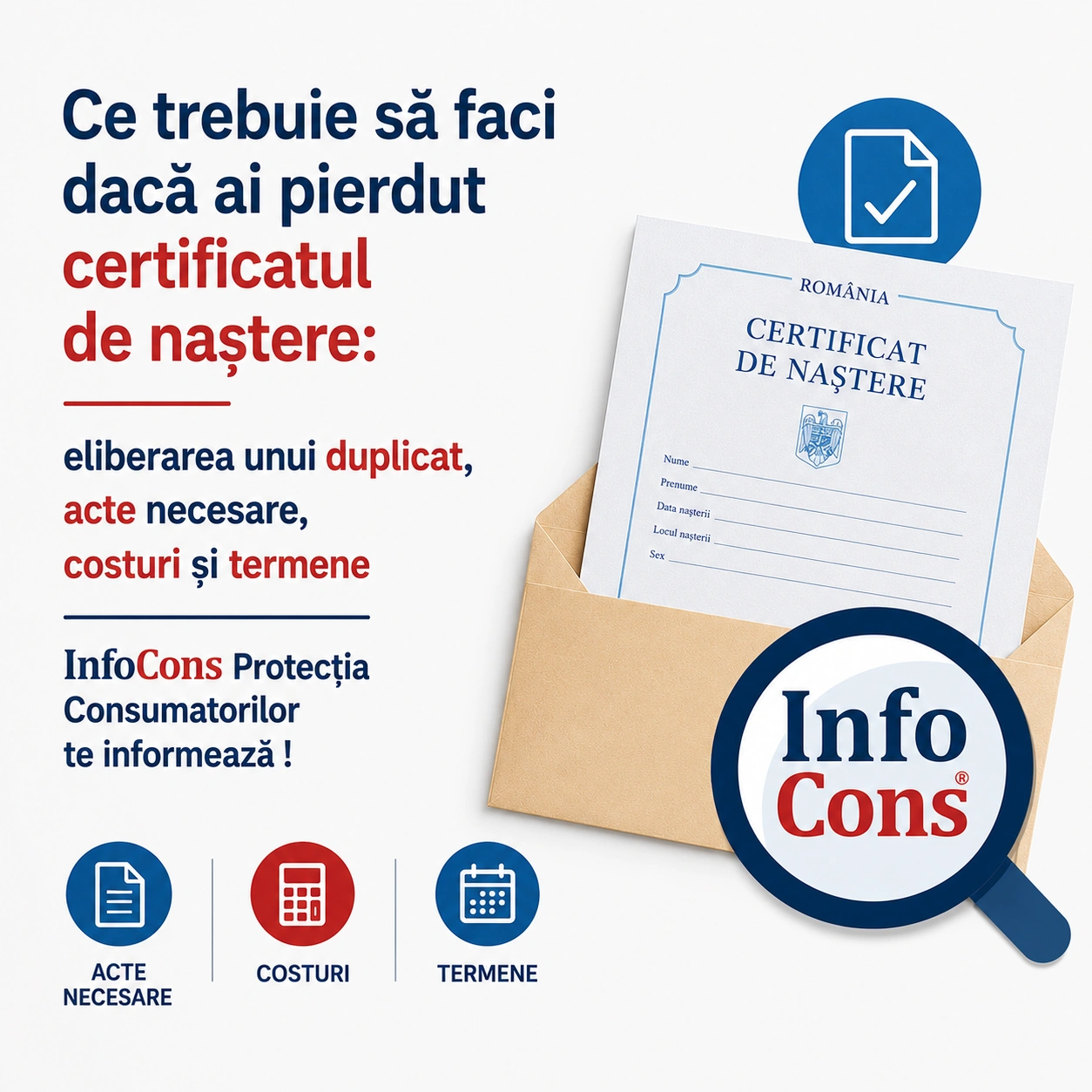 Ce trebuie să faci dacă ai pierdut certificatul de naștere eliberarea unui duplicat, acte necesare , costuri și termene - InfoCons Protecția Consumatorilor te informează !