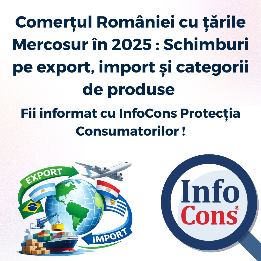 Comerțul României cu țările Mercosur în 2025 : Schimburi pe export, import și categorii de produse ! Fii informat cu InfoCons Protecția Consumatorilor !