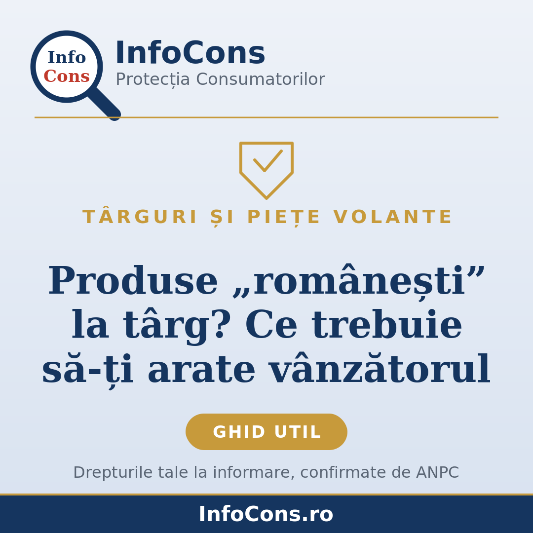 Cumperi &bdquo;produse rom&acirc;nești&rdquo; de la t&acirc;rg sau din piața volantă ? Iată ce trebuie să-ți arate v&acirc;nzătorul ca să nu fii păcălit &ndash; InfoCons te informeaza