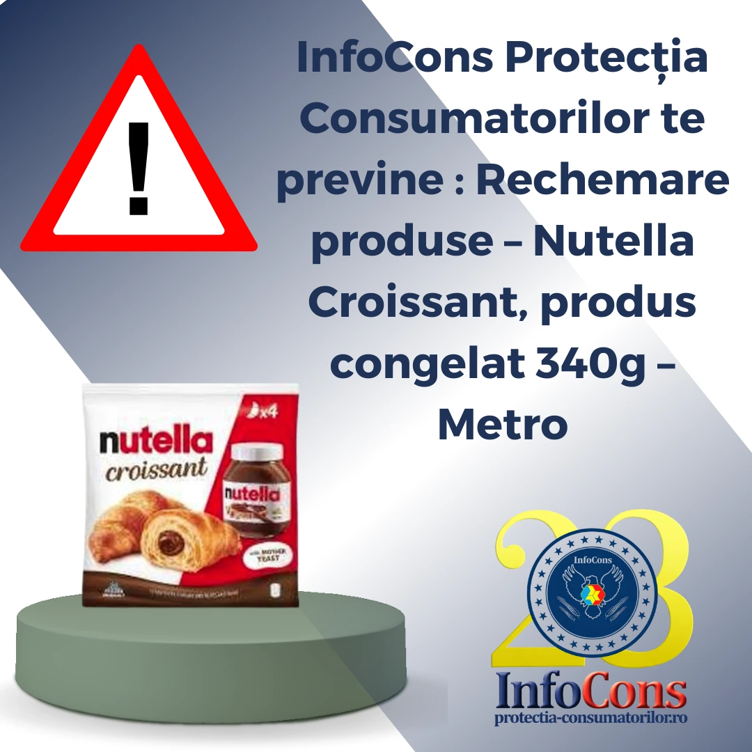 InfoCons Protecția Consumatorilor te previne : Rechemare produse &ndash; Nutella Croissant, produs congelat 340g &ndash; Metro