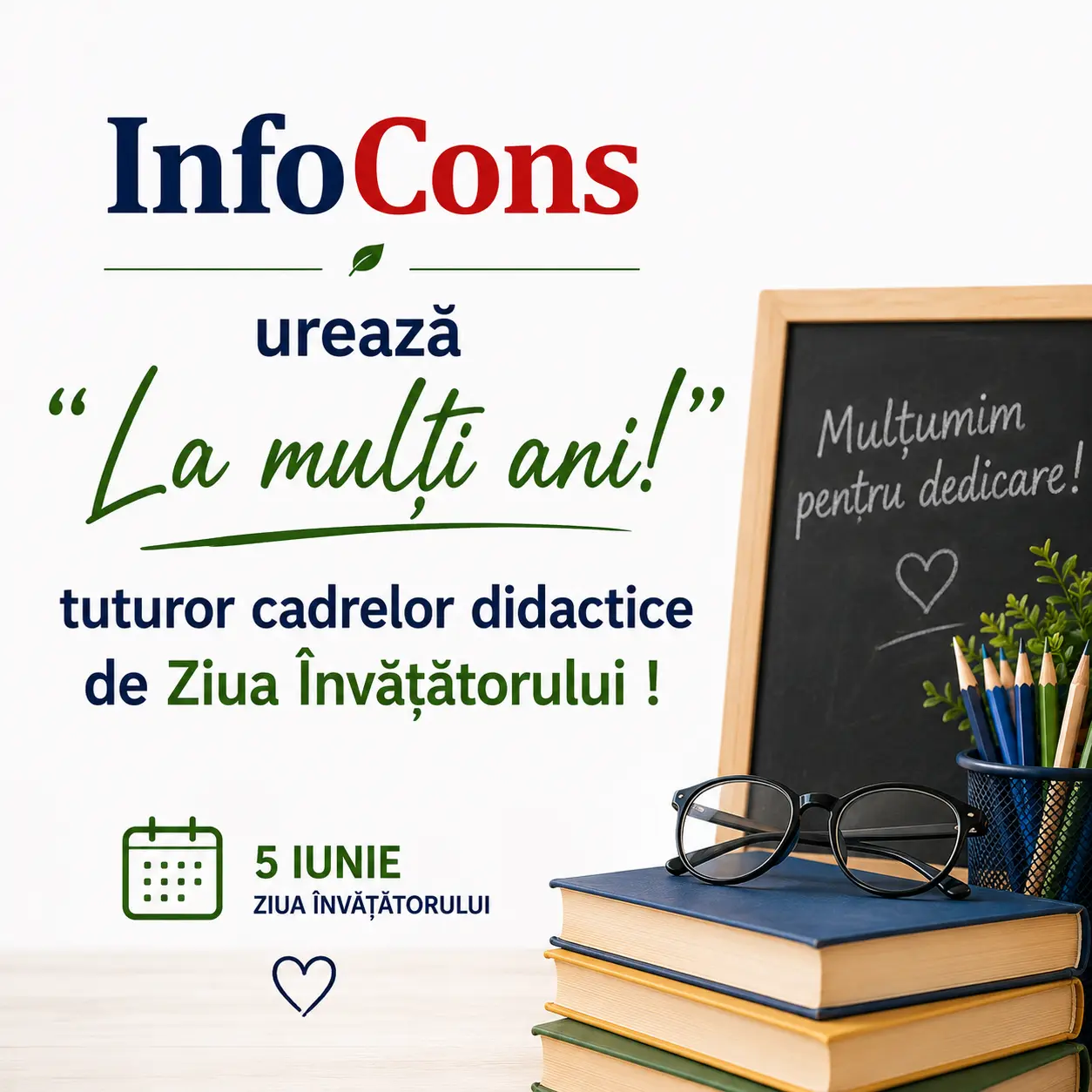 InfoCons Protecția Consumatorilor urează „La mulți ani!” tuturor cadrelor didactice de Ziua Învățătorului !