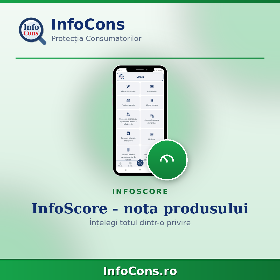 InfoScore - nota care îți spune dintr-o privire cât de bun e produsul - Aplicația InfoCons