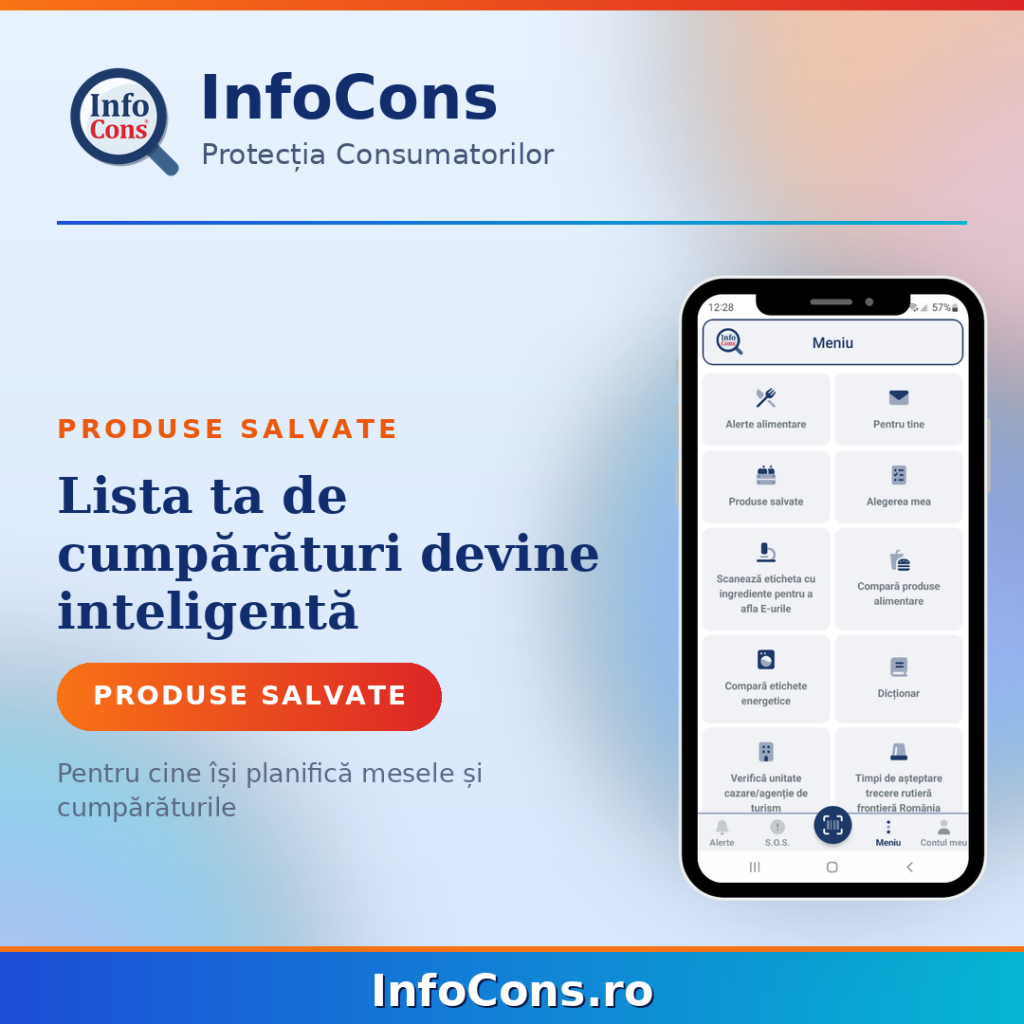 Lista ta de cumpărături devine inteligentă - secțiunea Produse Salvate - Aplicația InfoCons