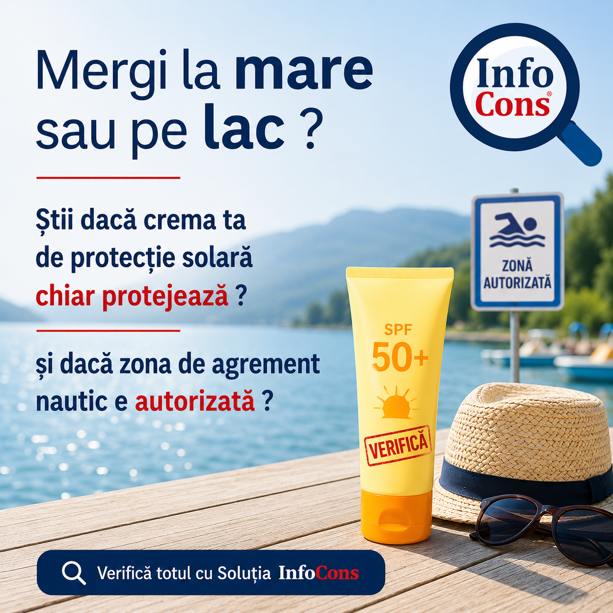 Mergi la mare sau pe lac ? Știi dacă crema ta de protecție solară chiar protejează și dacă zona de agrement nautic e autorizată ?