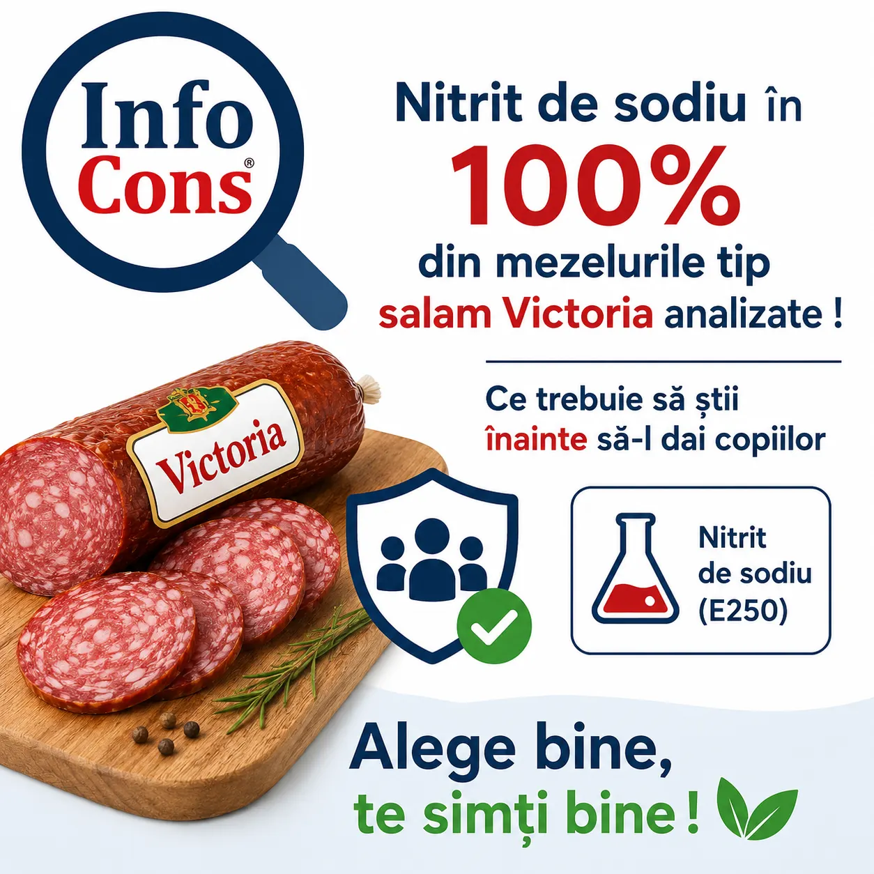 Nitrit de sodiu &icirc;n 100% din mezelurile tip salam Victoria analizate ! Ce trebuie să știi &icirc;nainte să-l dai copiilor &ndash; Alege bine , te simți bine !