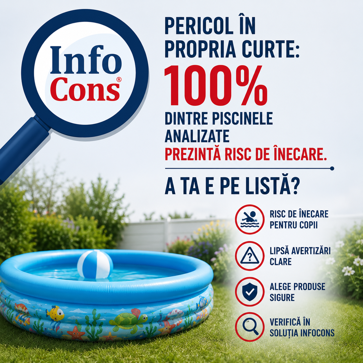 Pericol în propria curte : 100% dintre piscinele analizate prezintă risc de înecare. A ta e pe listă ?