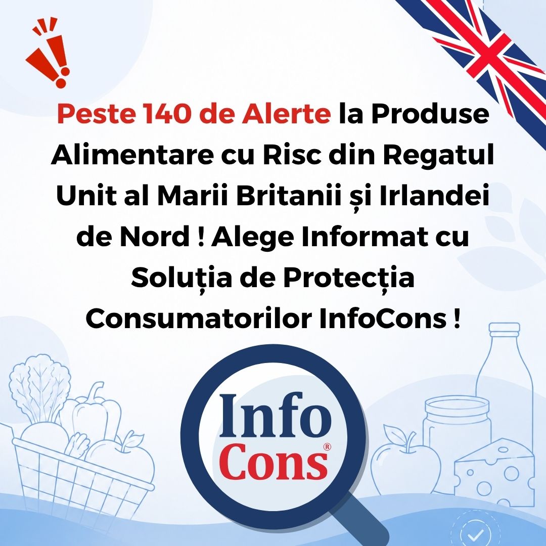 Peste 140 de Alerte la Produse Alimentare cu Risc din Regatul Unit al Marii Britanii și Irlandei de Nord ! Alege Informat cu Soluția de Protecția Consumatorilor InfoCons !