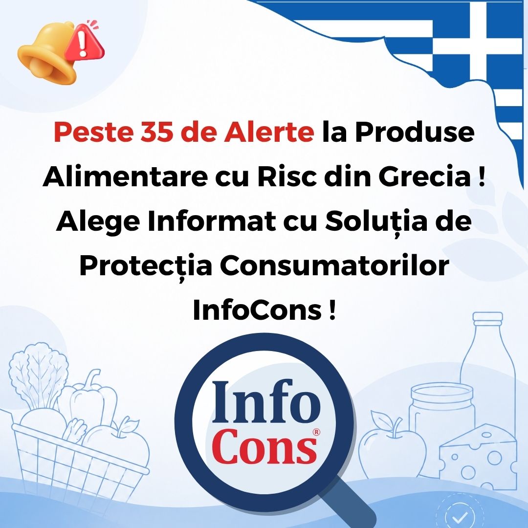 Peste 35 de Alerte la Produse Alimentare cu Risc din Grecia / Republica Elenă ! Alege Informat cu Soluția de Protecția Consumatorilor InfoCons !