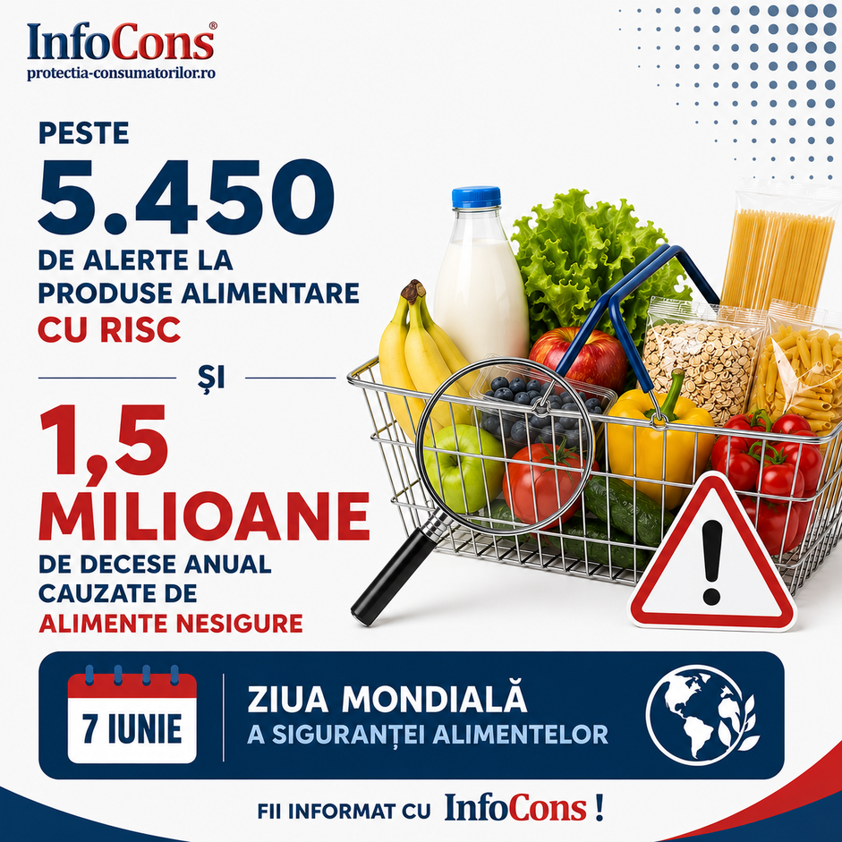 Peste 5.450 de Alerte la Produse Alimentare cu Risc și 1,5 Milioane de Decese Anual Cauzate de Alimente Nesigure – De Ziua Mondială a Siguranței Alimentelor, Fii Informat cu InfoCons !