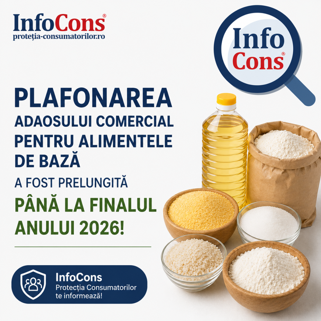 Plafonarea adaosului comercial pentru alimentele de bază a fost prelungită până la finalul anului 2026 – InfoCons Protecția Consumatorilor te informează !