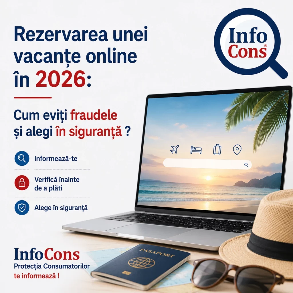 Rezervarea unei vacanțe online în 2026 : Cum eviți fraudele și alegi în siguranță ? InfoCons Protecția Consumatorilor te informează !