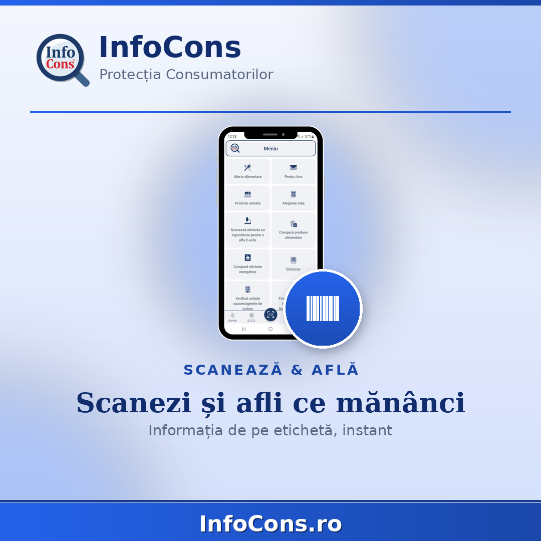 Scanează codul de bare - afli în două secunde ce mănânci cu adevărat - Aplicația InfoCons