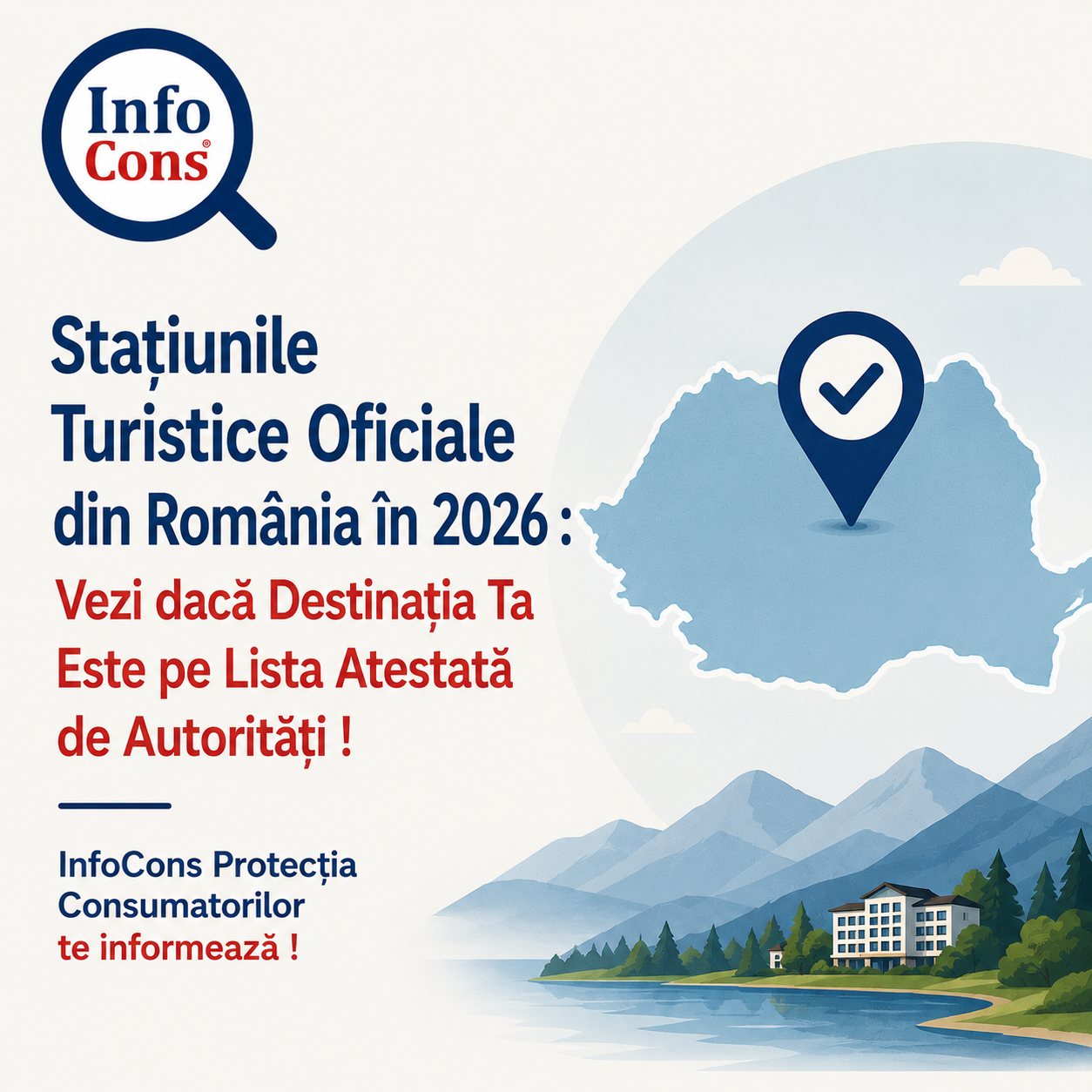 Stațiunile Turistice Oficiale din Rom&acirc;nia &icirc;n 2026 : Vezi dacă Destinația Ta Este pe Lista Atestată de Autorități &ndash; InfoCons Protecția Consumatorilor te informează !