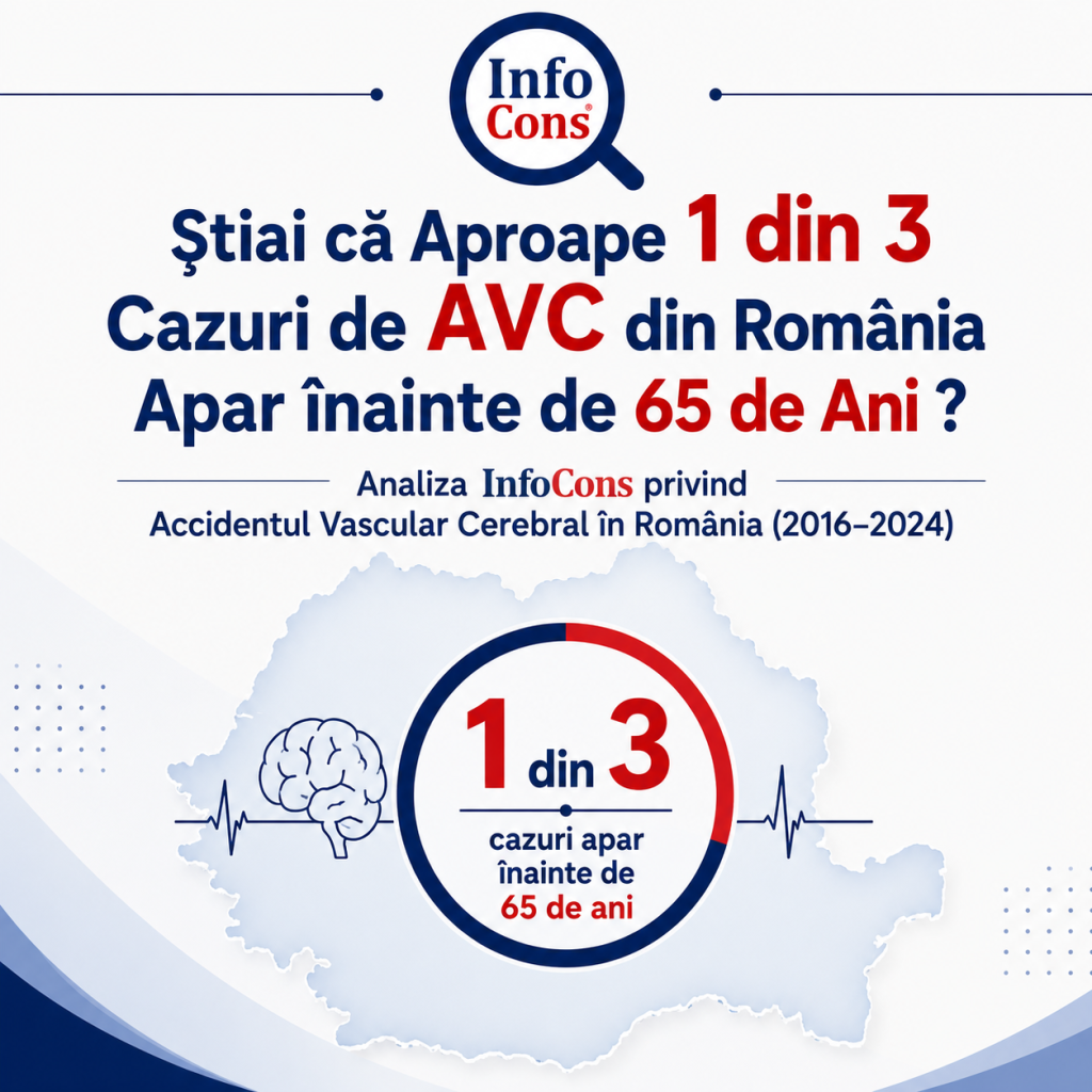 Știai că Aproape 1 din 3 Cazuri de AVC din Rom&acirc;nia Apar &icirc;nainte de 65 de Ani Analiza InfoCons privind Accidentul Vascular Cerebral &icirc;n Rom&acirc;nia ( 2016 &ndash; 2024 )