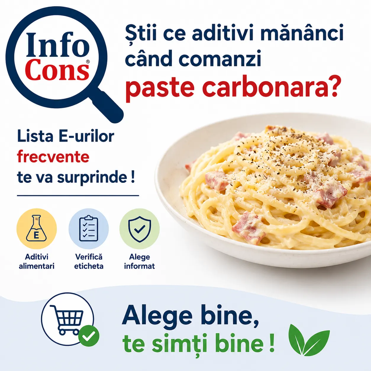 Știi ce aditivi măn&acirc;nci c&acirc;nd comanzi paste carbonara ? Lista E-urilor frecvente te va surprinde ! &ndash; Alege bine , te simți bine !