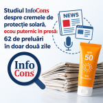 Studiul InfoCons despre cremele de protecție solară , ecou puternic în presă : 62 de preluări în doar două zile