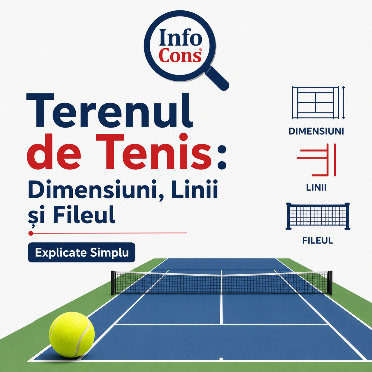 Terenul de Tenis : Dimensiuni , Linii și Fileul Explicate Simplu