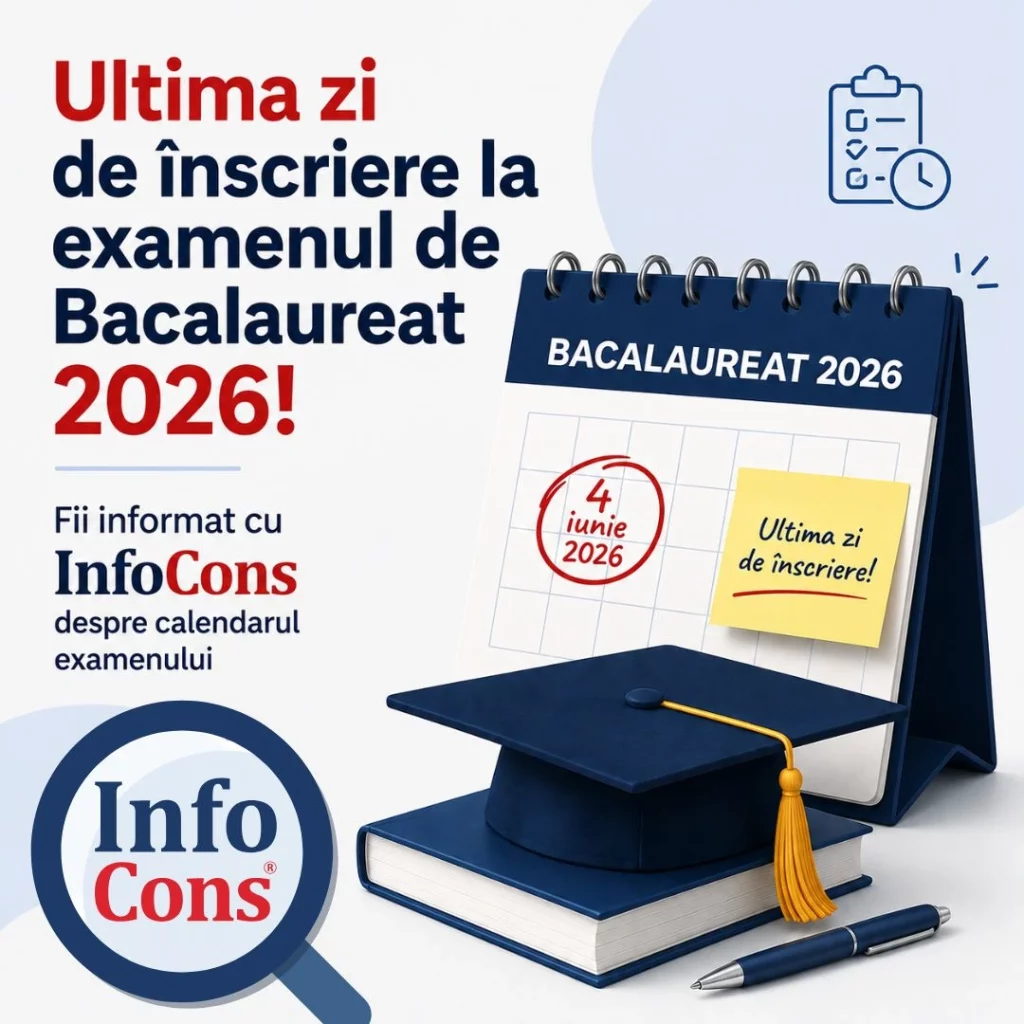 Ultima zi de înscriere la examenul de Bacalaureat 2026 ! Fii informat cu InfoCons despre calendarul examenului