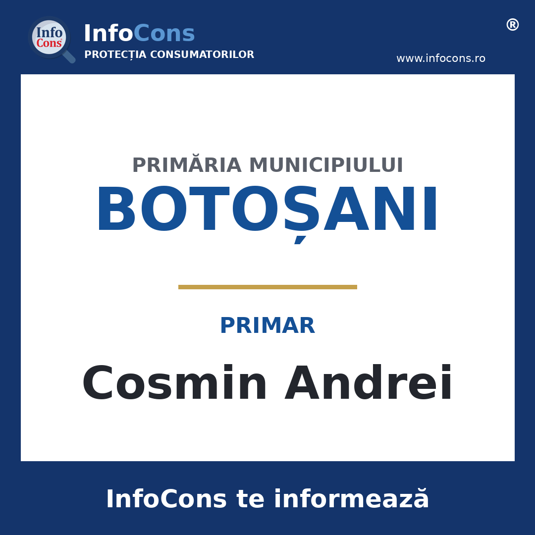 Primăria Municipiului Botoșani și primarul Cosmin Andrei &ndash; InfoCons te informează