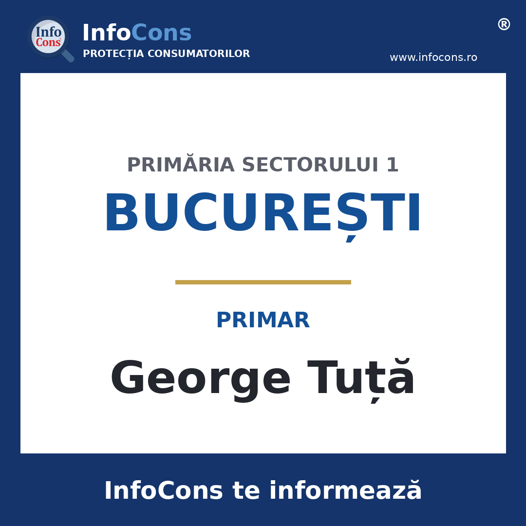 Primăria Sectorului 1 București și primarul George Tuță &ndash; InfoCons te informează