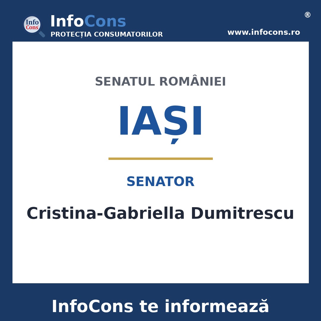 Senatul Rom&acirc;niei și senatoarea Cristina-Gabriella Dumitrescu &ndash; InfoCons te informează