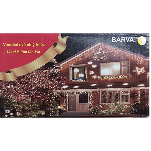 Lanț de iluminat cu surse de lumină LED ne&icirc;nlocuibile, echipat cu electronică pentru efecte de iluminare cu comutator.