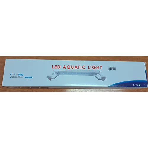 Lampă de acvariu cu LED-uri din plastic albastru și alb, cu suporturi de montare și un cablu de alimentare, 12W, 180-260V.