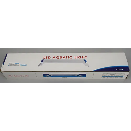 Lampă de acvariu cu LED-uri din plastic albastru și alb, cu suporturi de montare și un cablu de alimentare, 12W, 180-260V.