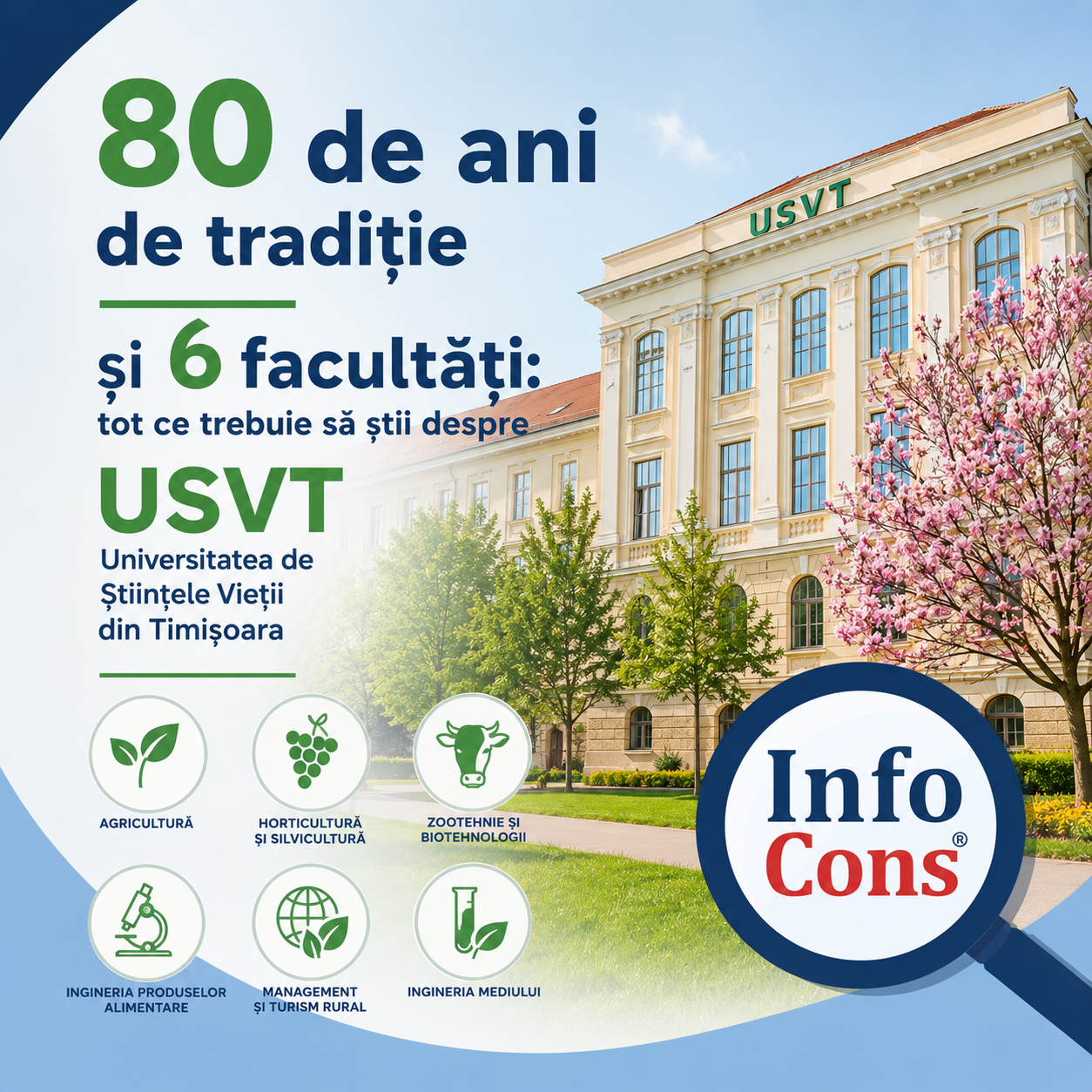 80 de ani de tradiție și 6 facultăți : tot ce trebuie să știi despre USVT - Universitatea de Științele Vieții din Timișoara