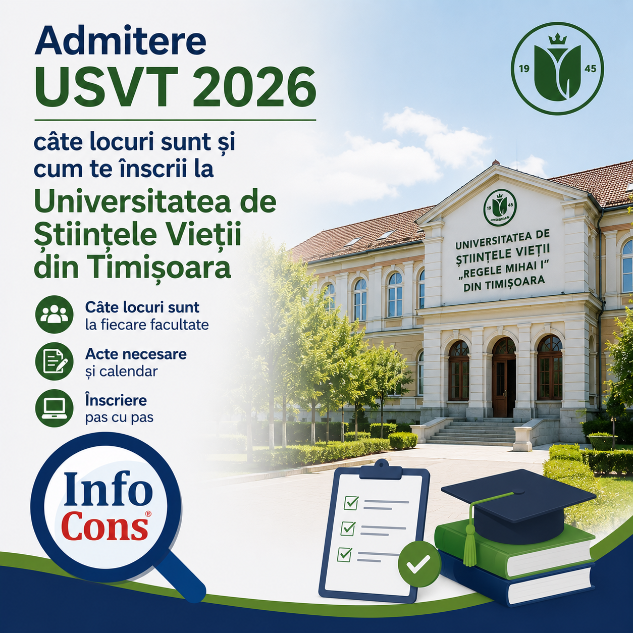 Admitere USVT 2026 : câte locuri sunt și cum te înscrii la Universitatea de Științele Vieții din Timișoara
