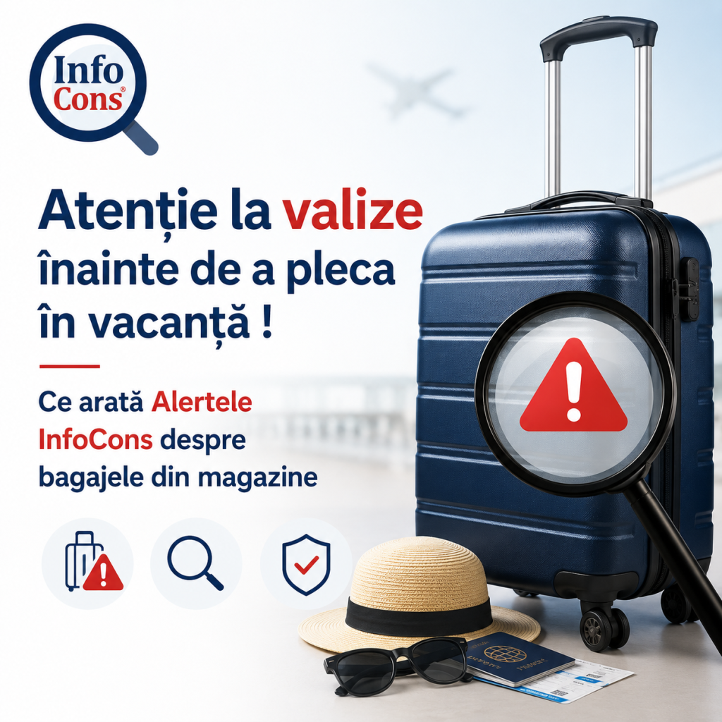Atenție la valize înainte de a pleca în vacanță ! Ce arată Alertele InfoCons despre bagajele din magazine