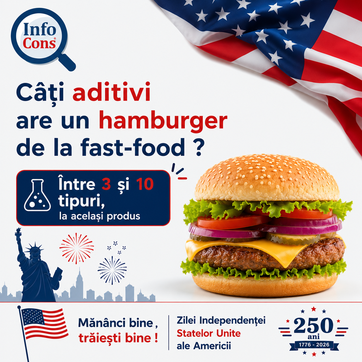 Câți aditivi are un hamburger de la fast-food ? Între 3 și 10 tipuri, la același produs – Mănânci bine , trăiești bine – Ziua Independenței Statelor Unite ale Americii