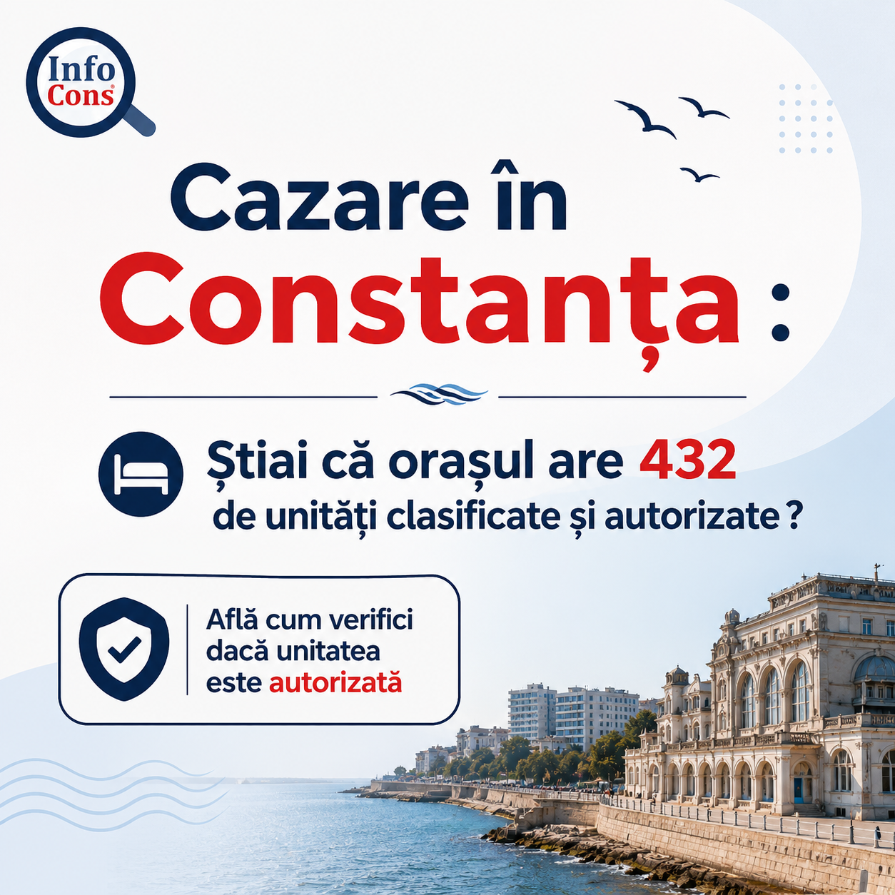Cazare în Constanța : Știai că orașul are 432 de unități clasificate și autorizate ? Află cum verifici dacă unitatea este autorizată