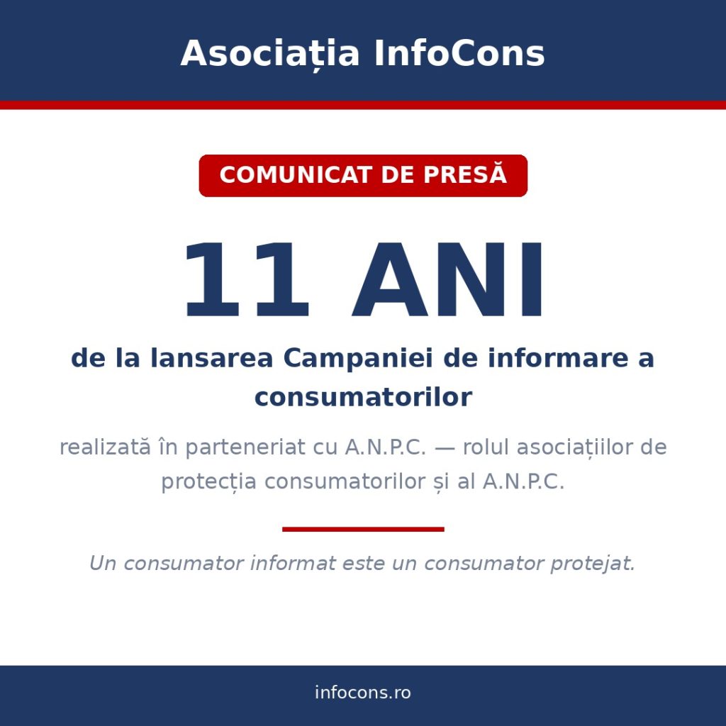 Comunicat de presa - 11 ani de la lansarea Campaniei de informare a consumatorilor in parteneriat cu ANPC